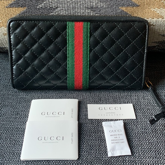 🖤❤️💚Gucci Quilted Leather Web GG Marmont Zip Around Wallet🖤❤️💚 - Picture 3 of 13